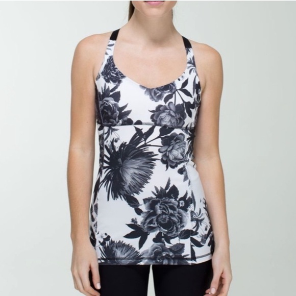 Lululemon Women’s Daily Practice Black white Floral Tank top in US 4 - Picture 2 of 10